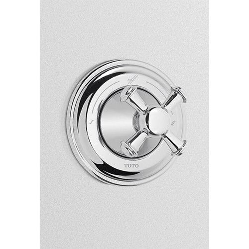 Two-Way Diverter Trim with Shut-Off and Cross Handle in Polished Nickel