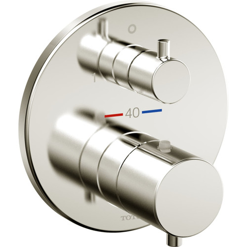 Round Thermostatic Mixing Valve with Two-way Diverter Trim in Brushed Nickel