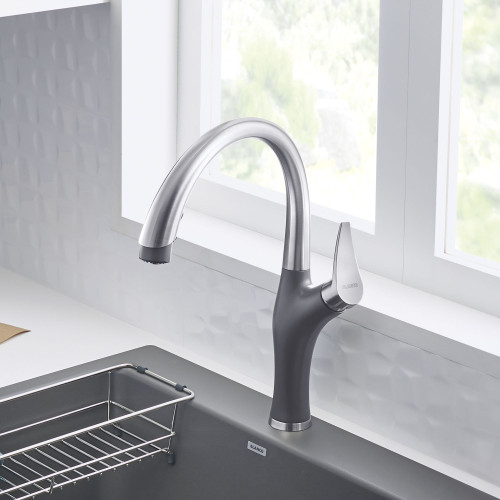 Kitchen Faucet With Pull-Down Spray 1.5 gpm in Cinder/Stainless