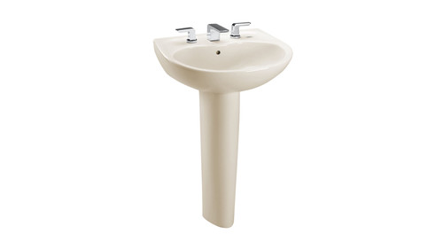 LPT241.4G#12 4-in Faucet Center Pedestal Lavatory with CeFiONtect Sedona Beige