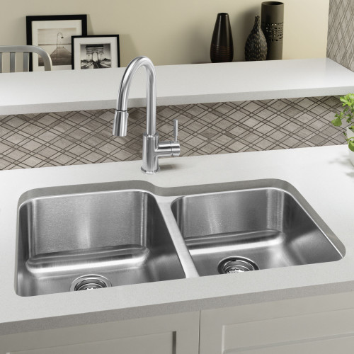 20.5-In X 32.33-In Double-Basin Undermount Kitchen Sink in Stainless Steel