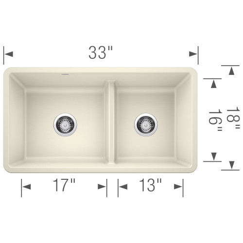 18-in x 33-in Granite 9.5-in Deep Kitchen Sink, in Biscuit