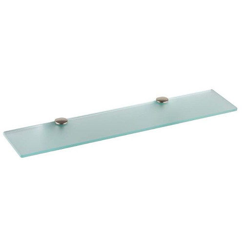 24 3/4in Glass Shelf with Frosted Glass and Brass Mounting Hardware in Brushed Nickel 24 3/4in Glass Shelf with Frosted Glass and Brass Mounting Hardware in Brushed Nickel