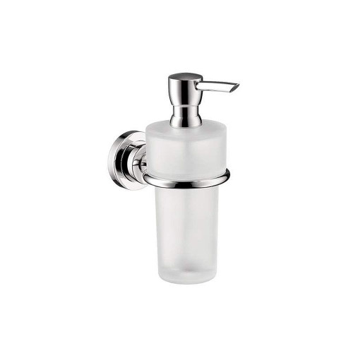 Soap Lotion Dispenser Frosted Glass Wall Mounted with 8oz Capacity in Chrome