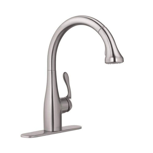 Hansgrohe 04066860 Allegro E Pull-Down Kitchen Faucet Gourmet with High-Arc Spout, Magnetic Docking and Locking Spray Diverter in Steel Optic Hansgrohe 04066860 Allegro E Pull-Down Kitchen Faucet Gourmet with High-Arc Spout, Magnetic Docking and Locking Spray Diverter in Steel Optic