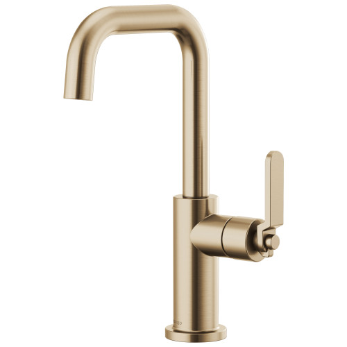 Bar Faucet with Square Spout and Industrial Handle in Luxe Gold Finish