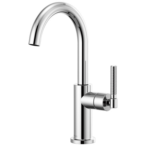 Bar Faucet with Arc Spout and Knurled Handle in Chrome Finish