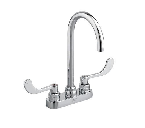 1.5 GPM Gooseneck Spout Centerset Bathroom Faucet with 6" Wrist Blade Handles in Polished Chrome