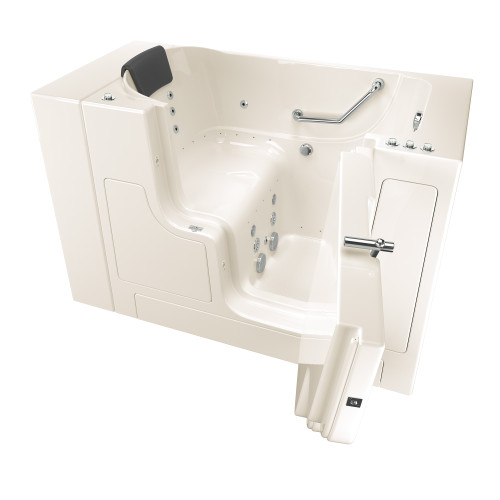 30-in. x 52-in. Outward Opening Door Walk-In Whirlpool Massage and Air Spa Bathtub with Right Door/Drain in Linen