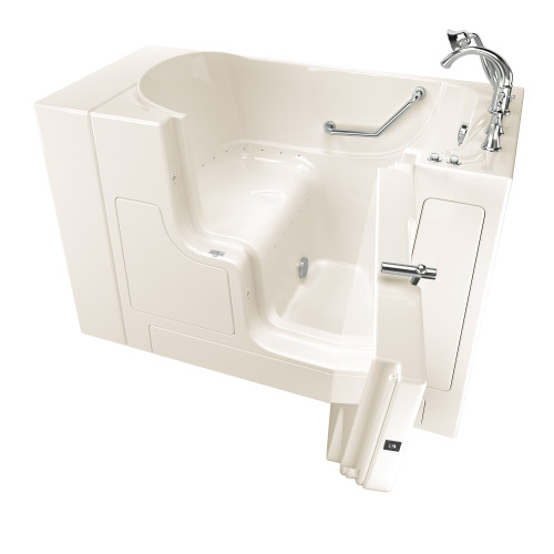 30-in. x 52-in. Outward Opening Door Walk-In Air Massage Bathtub with Tub Faucet in Linen