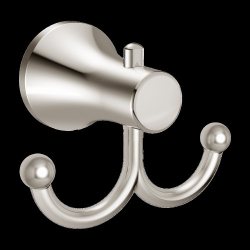 Wall Mounted Double Robe Hook in Polished Nickel