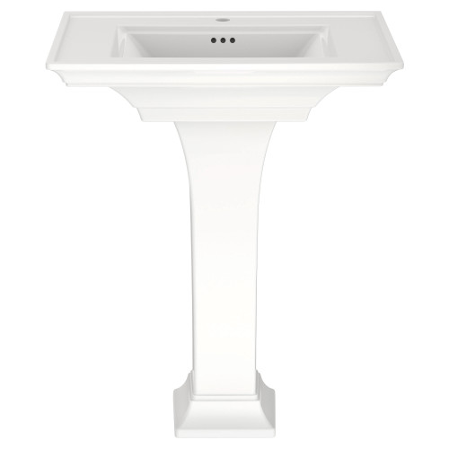 Center Hole Pedestal Sink in White