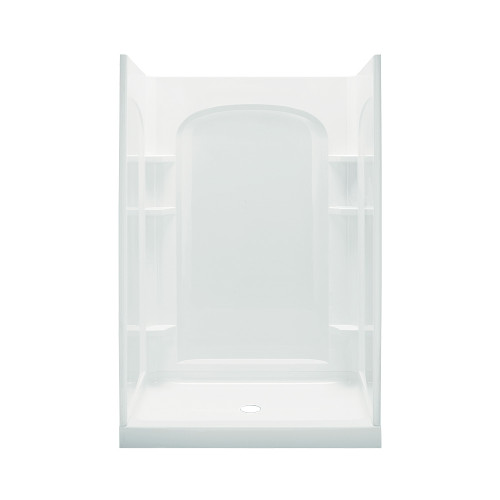 75.75-in x 34-in x 48-in Vikrell Wall and Floor 4-Piece Alcove Shower Kit in White