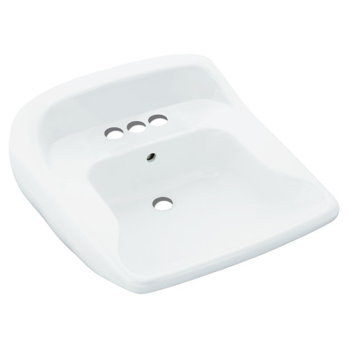 21-in x 22-in x 12-3/8-in Vitreous China Wall-Mount Rectangular Bathroom Sink with Single Faucet Hole in White