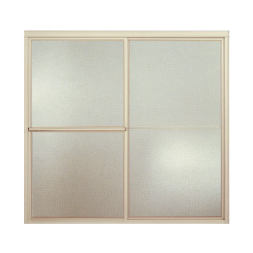 59.38-in x 56.25-in Bathtub Door in Nickel with Peddle Glass Texture