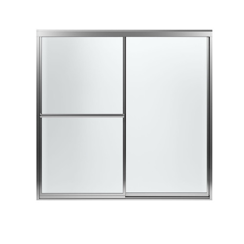 59.37-in x 56.37-in Bathtub Door in Silver with Frosted Glass Pattern