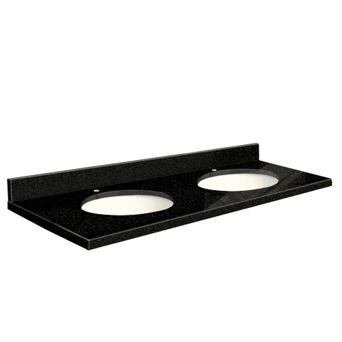 61-in x 22-in Bathroom Double Bowl Vanity Top with Eased Edge in Absolute Black 61-in x 22-in Bathroom Double Bowl Vanity Top with Eased Edge in Absolute Black