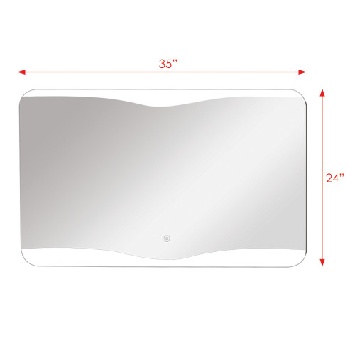 35.43 X 1.18 X 23.62 LED-Backlit Contemporary Mirror with Touch Sensor