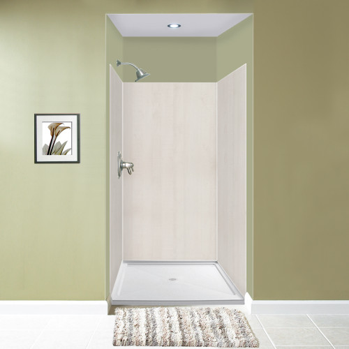 EWK363672-45 Expressions 36" X 36" X 72" 3-Piece Shower Wall Trimmable Kit, In Bleached Oak