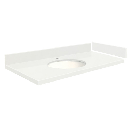 25 in. W x 22.25 in. D Quartz Vanity Top in Natural White with Single Hole and Oval Undermount Sink 25 in. W x 22.25 in. D Quartz Vanity Top in Natural White with Single Hole and Oval Undermount Sink