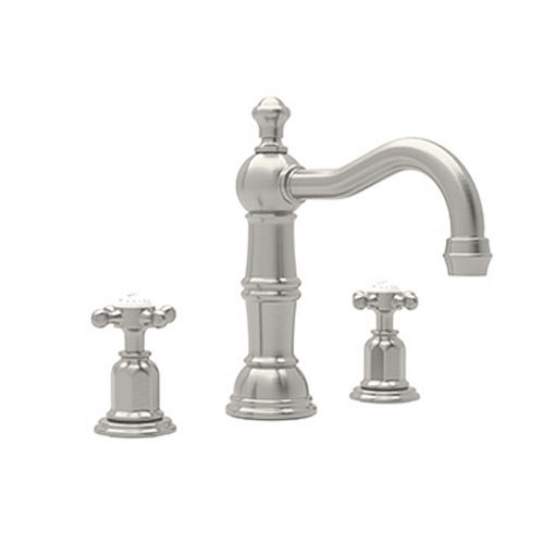 U.3721X-STN-2 Widespread Bathroom Faucet and Metal Cross Handles in Satin Nickel