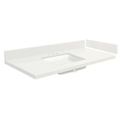 34.5 in. W x 22.25 in. D Quartz Vanity Top in Milan White with 8in Centerset and Rectangular Undermount Sink
