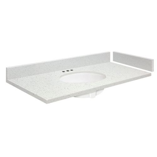 40 in. W x 22.25 in. D Quartz Vanity Top in Milan White with 4in Centerset and Oval Undermount Sink 40 in. W x 22.25 in. D Quartz Vanity Top in Milan White with 4in Centerset and Oval Undermount Sink