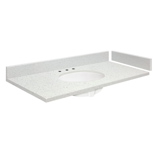 43 in. W x 22.25 in. D Quartz Vanity Top in Milan White with 8in Centerset and Oval Undermount Sink 43 in. W x 22.25 in. D Quartz Vanity Top in Milan White with 8in Centerset and Oval Undermount Sink