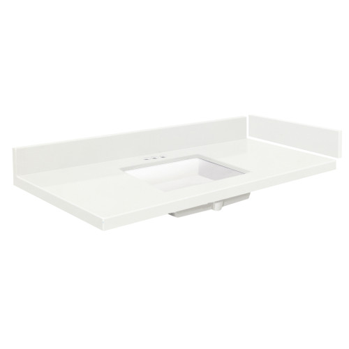 49.5 in. W x 22.25 in. D Quartz Vanity Top in Natural White with 4in Centerset and Rectangular Undermount Sink 49.5 in. W x 22.25 in. D Quartz Vanity Top in Natural White with 4in Centerset and Rectangular Undermount Sink