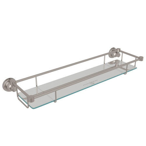 Holborn Wall Mount Glass Vanity Shelf in Satin Nickel