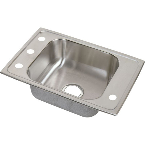 25" x 17" x 6-1/2" 20 Gauge Stainless Steel Single Bowl Drop-in Classroom ADA Sink with 4 Faucet Holes in Brushed Satin