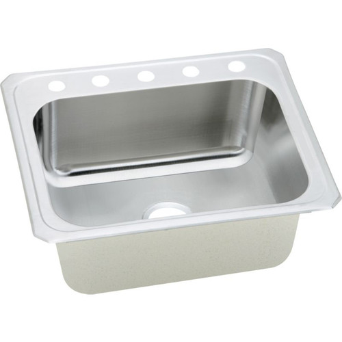 25" x 22" x 10-1/4" 20 Gauge Stainless Steel Single Bowl Drop-in Laundry Sink with 5 Faucet Holes in Brushed Satin