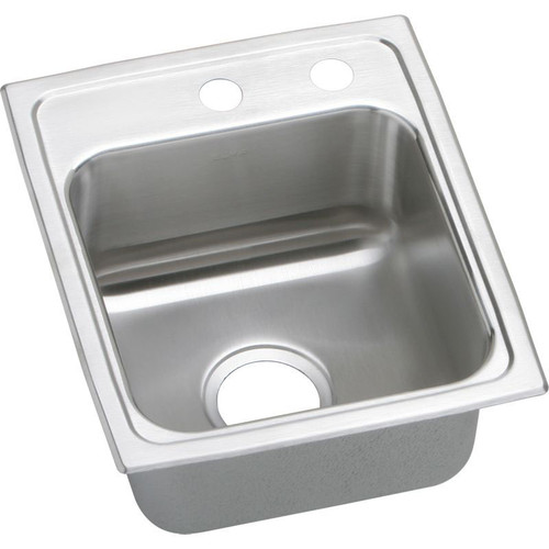 15" x 17-1/2" x 10" 18 Gauge Stainless Steel Single Bowl Drop-in Kitchen Sink with Middle Right 2 Faucet Holes in Lustrous Satin