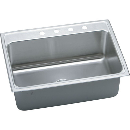 31" x 22" x 10-1/8" 18 Gauge Stainless Steel Single Bowl Drop-in Kitchen Sink with 4 Faucet Holes in Lustrous Satin