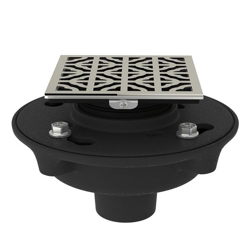 Cast Iron 2-in No Hub Drain Kit with 3146 Petal Decorative Cover in Polished Nickel Cast Iron 2-in No Hub Drain Kit with 3146 Petal Decorative Cover in Polished Nickel
