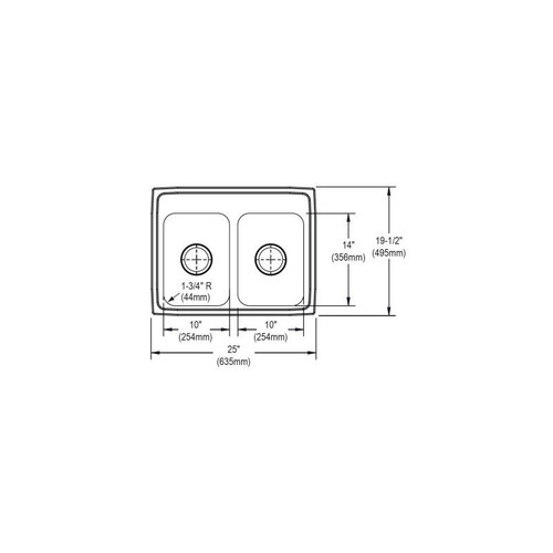 25" x 19-1/2" x 7-5/8" 18 Gauge Stainless Steel Equal Double Bowl Drop-in Kitchen Sink with 4 Faucet Holes in Lustrous Satin