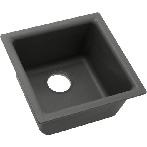 15-3/4" x 15-3/4" x 7-11/16" Quartz Single Bowl Dual Mount Bar Sink in Dusk Gray