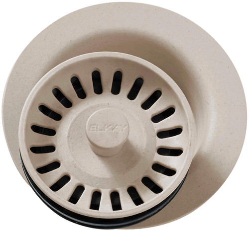 Polymer Disposal Flange with Removable Basket Strainer and Rubber Stopper in Putty