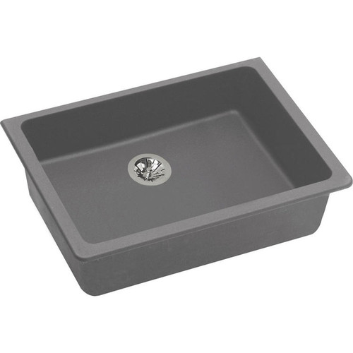 25" x 18-1/2" x 5-1/2" Quartz Single Bowl Undermount ADA Sink with Perfect Drain in Greystone