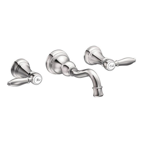Moen TS42106 Double Handle Wall Mounted Bathroom Faucet in Chrome Moen TS42106 Double Handle Wall Mounted Bathroom Faucet in Chrome