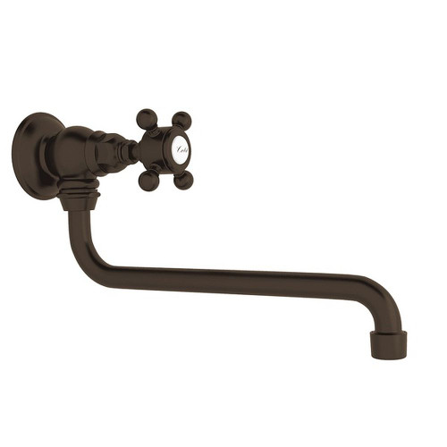 Wall Mount 11-3/4" Reach Pot Filler With Cross Handle In Tuscan Brass