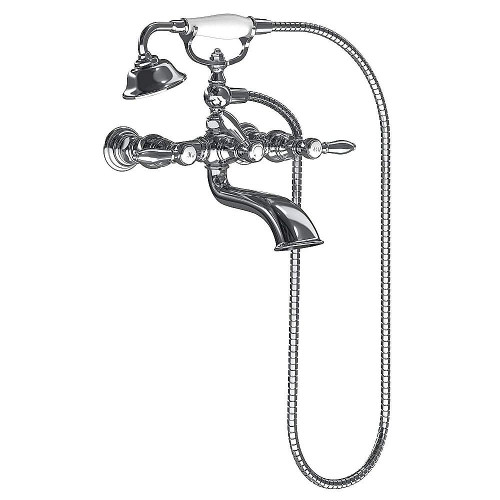 Wall Mounted Two-Handle Tub Filler Includes Hand Shower in Chrome