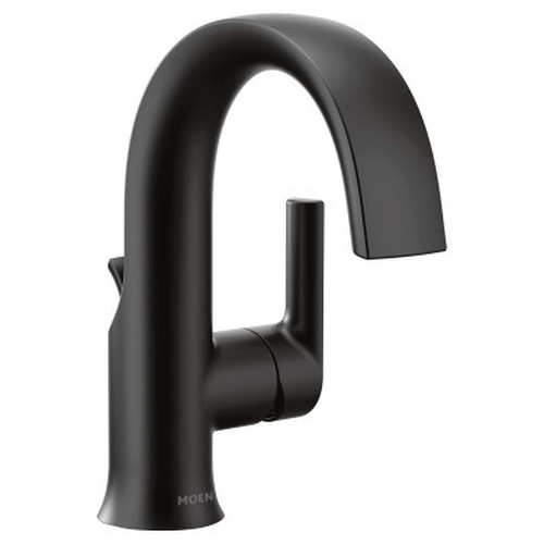 Single Handle High Arc Bathroom Sink Faucet with Metal Pop-Up Drain Assembly in Matte Black Single Handle High Arc Bathroom Sink Faucet with Metal Pop-Up Drain Assembly in Matte Black