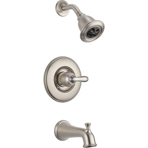 Single Function Pressure Balanced Bath and Shower Trim with H2Okinetic Shower Head Less Rough-in in Brilliance Stainless