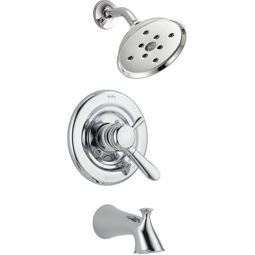 Delta T17438-H2O Dual Function Pressure Balanced Bath and Shower Trim with H2Okinetic Shower Head and Integrated Volume Control Less Rough-in in Polished Chrome