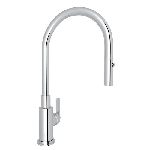 Pull-Down Kitchen Faucet With Metal Lever Handle In Polished Chrome
