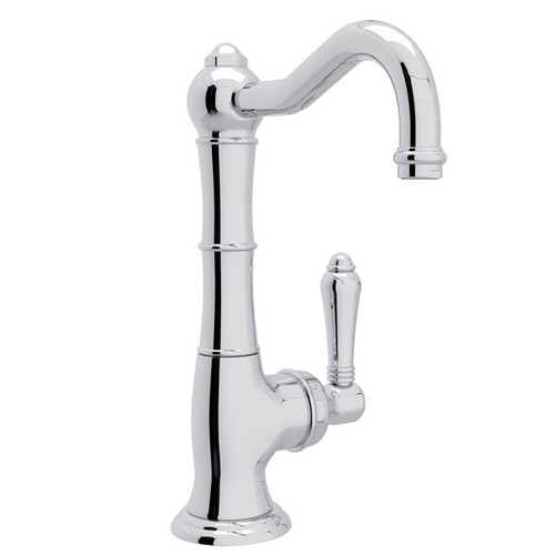 9" Single Hole Column Spout Kitchen Faucet With Metal Lever Handle In Polished Chrome 9" Single Hole Column Spout Kitchen Faucet With Metal Lever Handle In Polished Chrome
