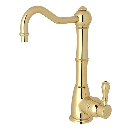 Column Spout Hot Water Dispenser Faucet With Metal Lever Handle In Unlacquered Brass
