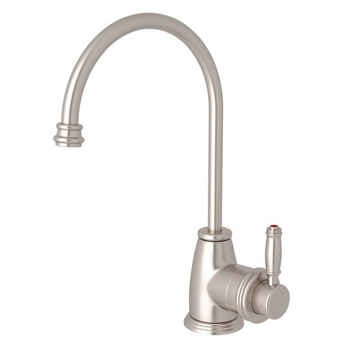 Gotham Kitchen Hot Water Dispenser Faucet With Single Metal Lever Handle And C-Spout In Satin Nickel