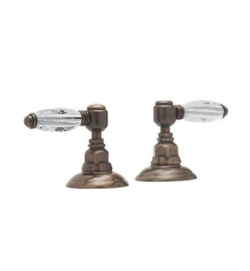 1/2" Pair of Hot and Cold Sidevalves with Hex Metal Levers Handles in Polished Nickel